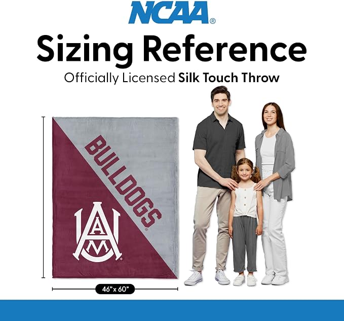 Northwest NCAA Silk Touch Throw Blanket, Ultra Soft Plush Polyester, Lightweight Warm Decorative Fan Gift, 46 x 60 in