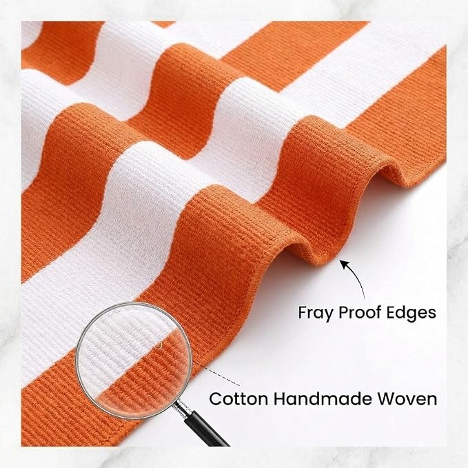 Striped Outdoor Rug 3' x 5' Orange and White Front Door Mat, Halloween Layering Rug for Porch, Washable Doormat, Cotton Area Rug for Outdoor Entrance Entryway Patio Porch Decor