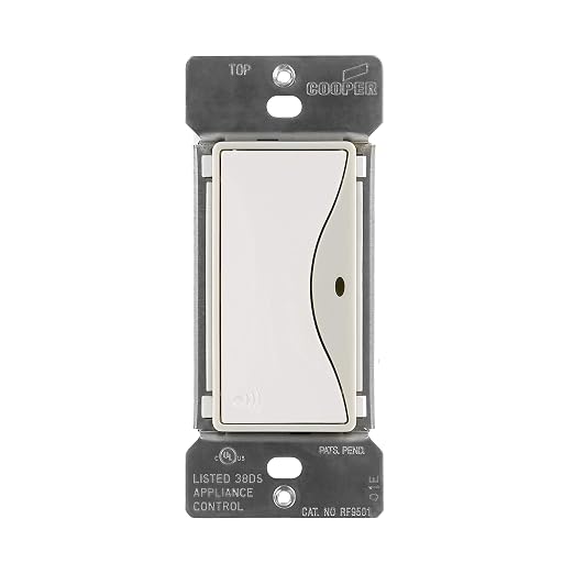 Eaton Z-Wave Plus RF9601WS Wireless Switch, Single Pole, 3-Way, 3-Way, White Satin