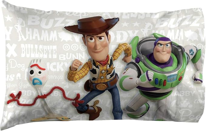 Jay Franco Disney Pixar Story 4 All The Toys Full Bed Set, Blue | Woody Buzz Jessie, Comforter Sheets Shams Pillowcases, Official Brand, Soft Microfiber, Machine Washable, Kids Gift