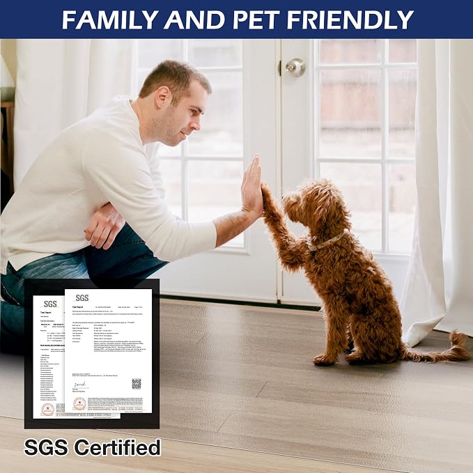 SALLOUS Area Rug for Living Room, 5'x10' Plastic Floor Mat for Home, Waterproof Vinyl Area Mat for Dining Room, Kitchen, Bedroom, Non-Slip Hard Floor Protector Desk Mat for Home Office (Clear)