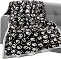 Elegant Comfort Throw Blanket, Reversible Sherpa Flannel, Ultra-Soft, Fuzzy, Cozy and Plush- All Season Lightweight Decorative Throw, 50 x 60 inches, Skulls and Bones Sherpa Throw