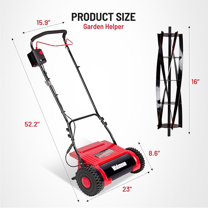 Walensee 16" Cordless Electric Reel Lawn Mower - Battery Powered Push Mower | Dual 36Wh Batteries, 380W Motor, Precision 5-Blade Cut, Quiet Operation， for Small to Medium Yards