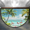 Half Round Doormat Summer Flamingo Beach Flowers Non Slip Half Circle Area Rugs Indoor Washable Half Moon Rug Semi Circle Bathroom Runner Mat Entrance Floor Carpet for Kithen Bedroom Fireplace Decor