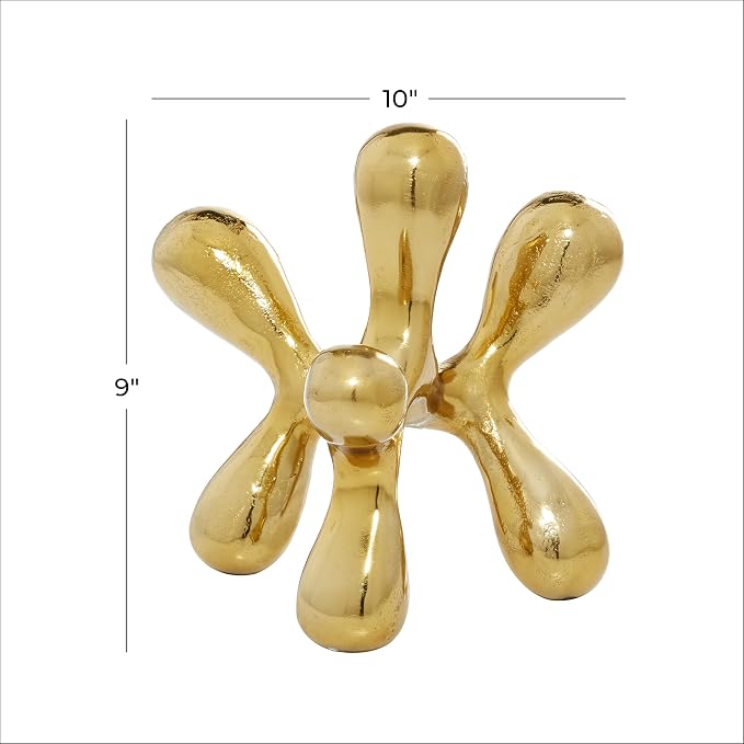 CosmoLiving by Cosmopolitan Aluminum Metal Abstract Decorative Sculpture Home Decor Statue, Accent Figurine 10" x 10" x 9", Gold