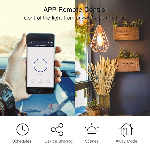 TREATLIFE Smart Light Switch, 2.4GHz WiFi Light Switch, Neutral Wire Required, Works with Alexa, Google Home and SmartThings, Single-Pole, Remote Control, FCC Listed, 1 Pack
