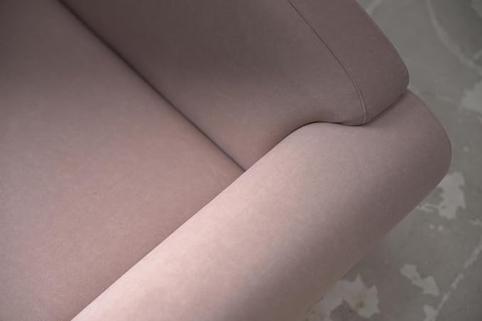 Human & Pet Sofa, Solid Pine Wood Frame Couch with High Resilience Foam, 2-in-1 Pet Furniture(Brown Pink)