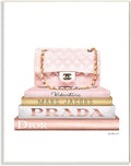 'Fashion Designer Purse Bookstack Pink White'| Wall Plaque Art | Stupell Industries | 13 x 19 Inches, Easy to Hang and Sturdy, Made in USA, by Amanda Greenwood