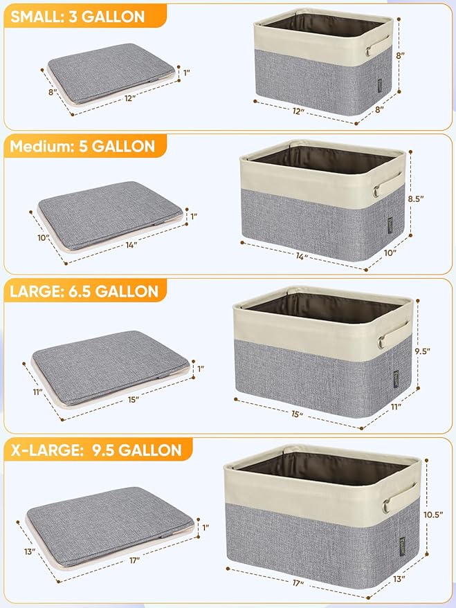 BALEINE 1 Pack Fabric Closet Storage Bins for Shelves, Linen Closet Organizers and Storage, Decorative Baskets for Organizing, Shelf, Clothes, Home, Office (Grey, 12"x8"x8")