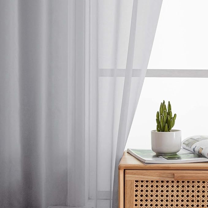 Cafe Curtains 36 Inch Length Tier 2 Pieces, Modern Soft Airy Sheer Kitchen - Image 7