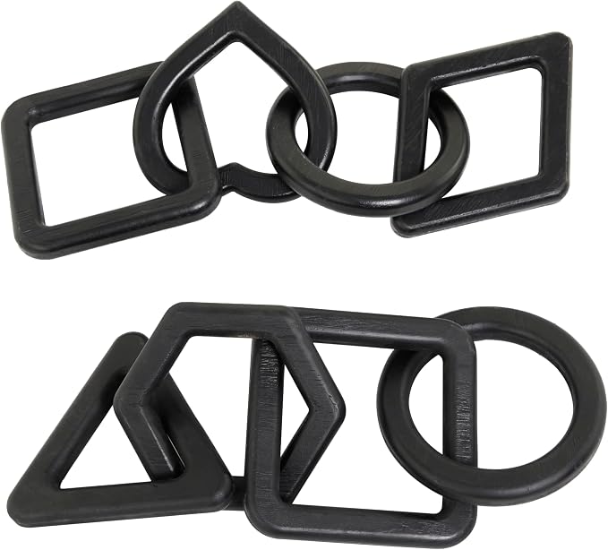 CosmoLiving by Cosmopolitan Wood Chain Decorative Sculpture Home Decor Statues, Set of 2 Accent Figurines 16", 15" W, Black