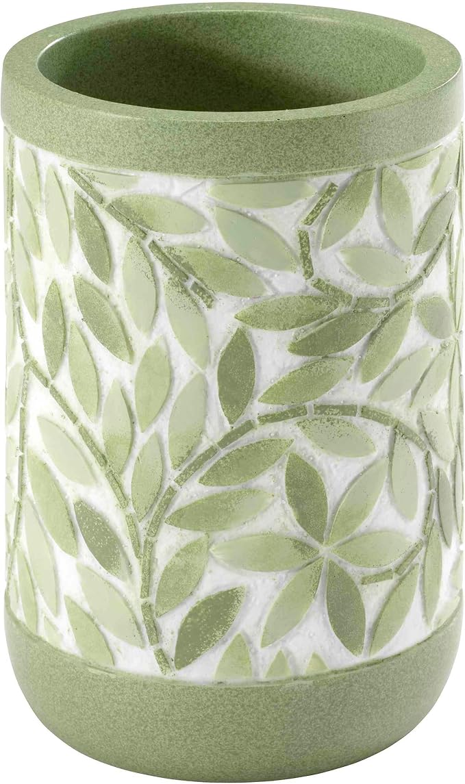 Avanti Linens - Tumbler, 100% Hand-Painted Resin Bathroom Accessories, Botanical Home Decor (Stratford)