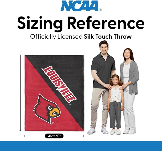 Northwest NCAA Silk Touch Throw Blanket, Ultra Soft Plush Polyester, Lightweight Warm Decorative Fan Gift, 46 x 60 in
