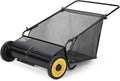 Efficient 21-Inch Push Lawn Sweeper – Heavy-Duty Steel Frame, 4 Enhanced Spinning Brushes, Large 3.5 cu.ft Pusher, Strong Rubber Wheels, Manual Leaf & Grass Collector – Black with Yellow Hubs