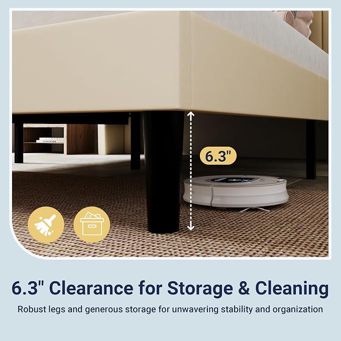 Allewie King Size Platform Bed Frame with USB Charging Station and Storage Shelf/Upholstered Velvet Wingback Headboard/Wooden Slats Support/No Box Spring Needed/Easy Assembly, Cream