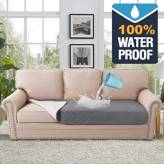 H.VERSAILTEX Couch Cover for Dogs Washable 100% Waterproof Sofa Cushion Cover Dog Bed Cover Non-Slip Pet Blanket for Sofa Cushion Protector, 35" x 74", Grey