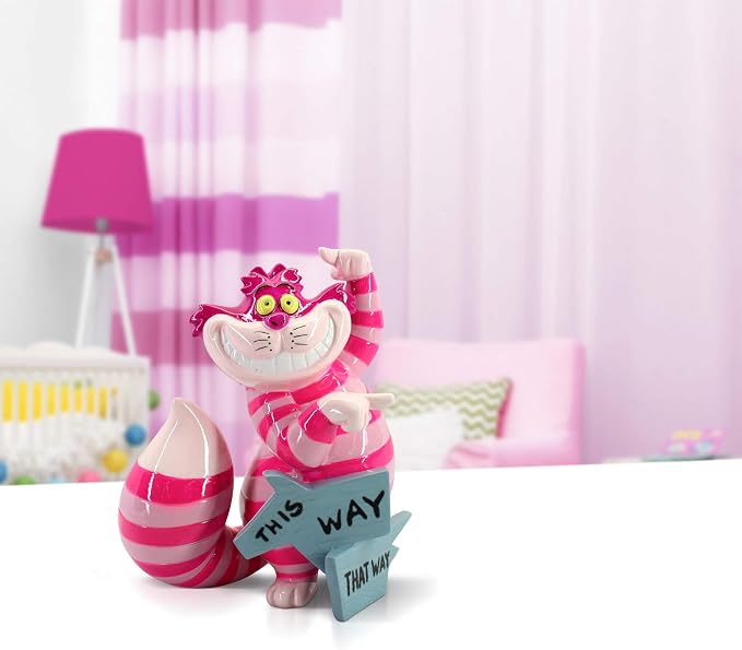Enesco Disney Showcase Alice in Wonderland Disney Showcase Cheshire Cat This Way Miniature Figurine, 3.35 Inch, Multicolor