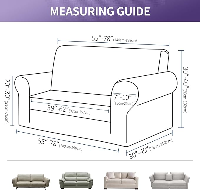 Joccun Stretch Loveseat Couch Cover Slipcover, 1-Piece Sofa Cover for 2 Cushion Couch Spandex Jacquard Washable Furniture Protector Cover for Living Room,Kids,Pets（Loveseat,Gray）