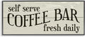 Stupell Industries 'Self Serve Coffee Bar Sign Rustic Plank Pattern', Framed Giclee Art, Black, 24 x 10 Inches, Easy to Hang and Sturdy, Made in USA, by Lil' Rue