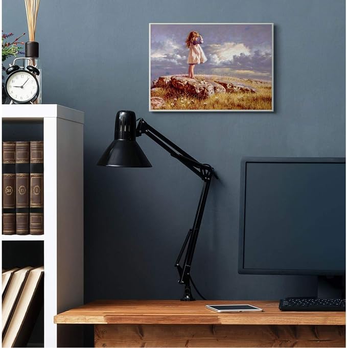 Girl Gazing on Rock Sunset, 13 x 19 Inch Mounted Print on Wall Plaque | Stupell Industries | 19 x 13 Inches, Easy to Hang and Sturdy, Made in USA, by Jim Daly