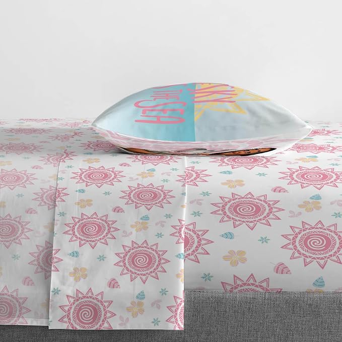 Disney Moana Twin Comforter Set 5 Piece Kids Bedding for Girls, Multi | Bed in a Bag, Comforter Sheets Sham Pillowcase, Official Brand, Soft Microfiber, Machine Washable, Easy Care, Girls Gift