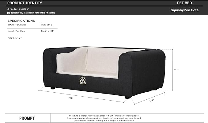 2-in-1 Human & Pet Shared Sofa, Modern Elevated Dog Bed, Two-Tone Grey Cream Indoor Pet Furniture(Grey+Beige)