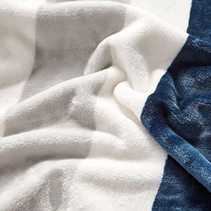 Nautica - Throw Blanket, Super Soft & Cozy Fleece Blanket, Lightweight Plush Bedding for Couch & Bed (Awning Stripe Navy, 50' x 60')