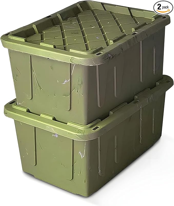 HOMZ Tough Tote Durabilt Storage, 27 Gallon - Set of 2, Green Camo, 2 Pack