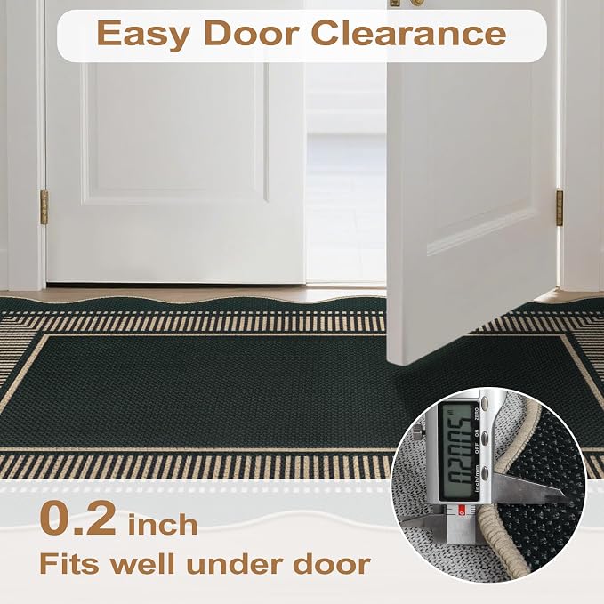 Easy Jute Outdoor Mats for Front Door, 2x3 Small Washable Kitchen Rugs, Farmhouse Black Throw Rug Non Slip Indoor Outdoor Carpet for Porch Entryway Foyer