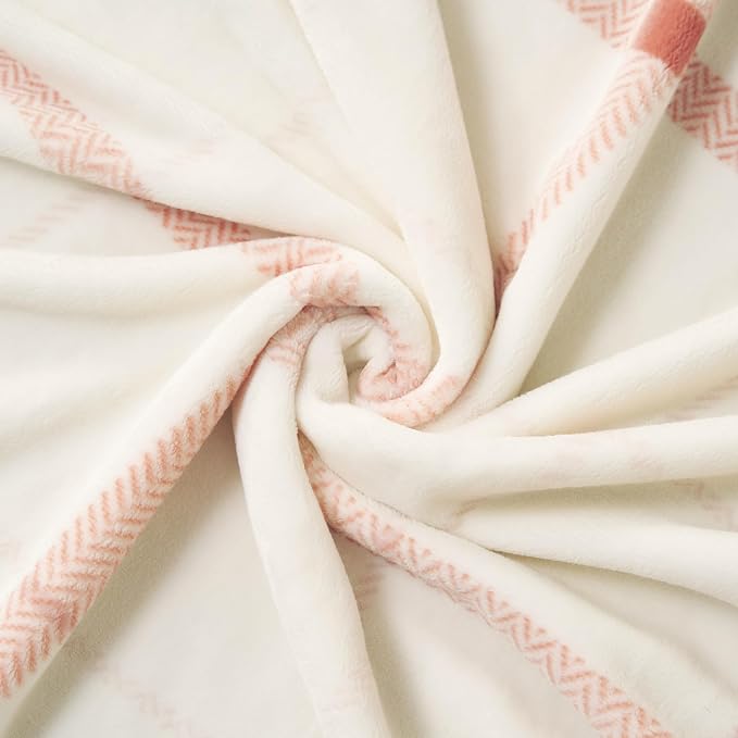 Lucky Brand Palmdale White with Red Plaid 50"x70" Cozy Plush Blanket - Premium Microfiber Throw for Luxurious Comfort