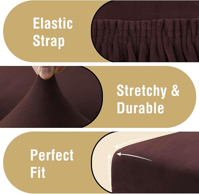 H.VERSAILTEX Velvet Dining Chair Covers Stretch Chair Covers for Dining Room Set of 4 Parson Chair Slipcovers Chair Protectors Covers Dining, Soft Thick Solid Velvet Fabric Washable, Brown