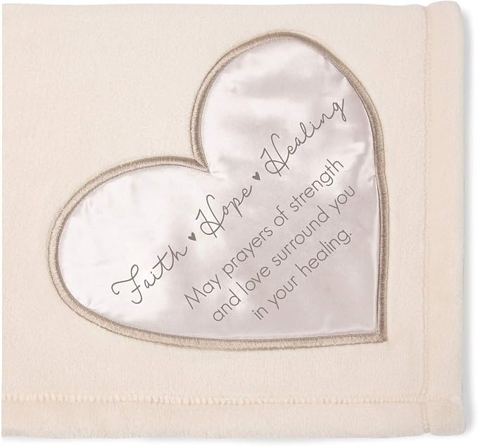 Pavilion Gift Company The Comfort Blanket 19514 Faith Hope Plush Throw Blanket, White, 50 Inch x 60 Inch