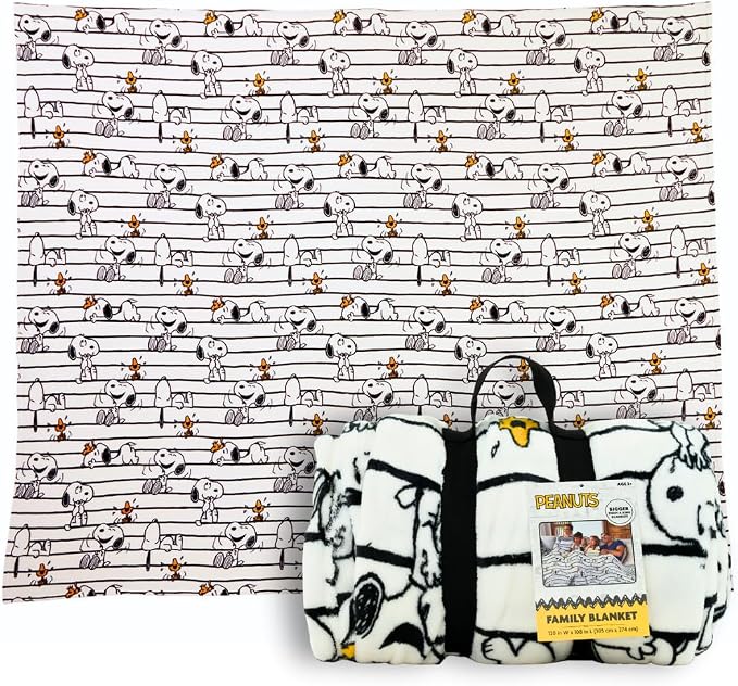 Peanuts Snoopy Bedding Super Cozy Oversized Family Size Blanket, 120 in x 108 in, (Officially Licensed Product) By Franco Collectibles