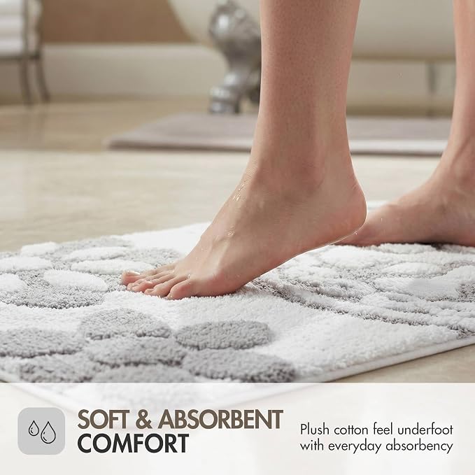 Madison Park Casablanca 100% Cotton Tufted Bathroom Rugs Luxurious Plush Medallion Floral Pattern Bath Mat Absorbent, Quick Dry, Spa Design Shower Room Décor, Rectangle 25" R, Grey