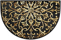 Half Round Door Mat Mandala Gold Ethnic Half Moon Rug Mandala Flower Washable Half Circle Area Rugs Indoor Entrance Non Slip Semi Circle Bathroom Rugs Floor Carpet for Kithen Bedroom Fireplace Decor