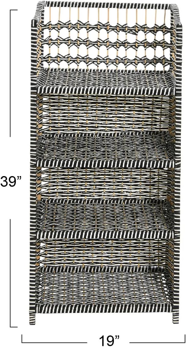 Household Essentials Woven Accent Shelf Black and White Paper Rattan