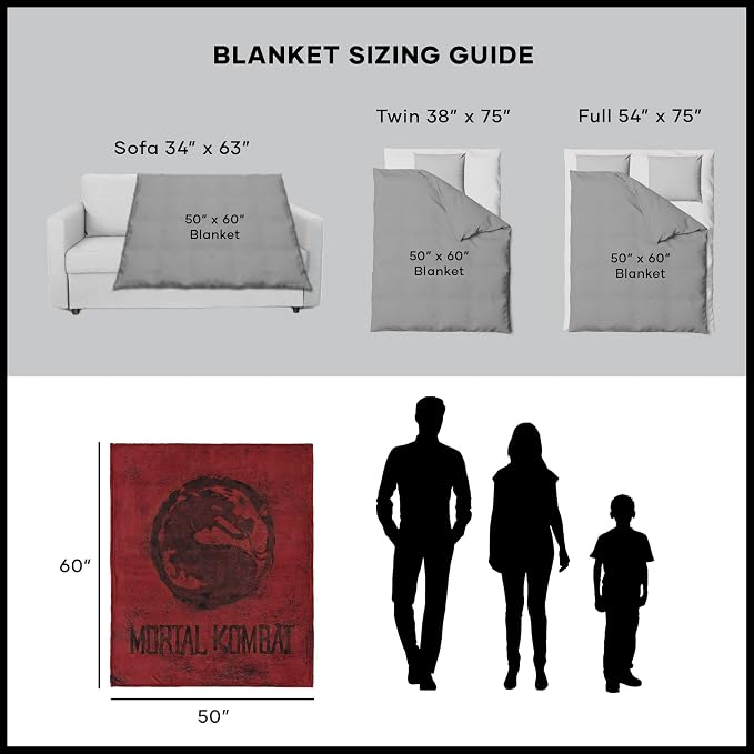 Mortal Kombat Silk Touch Throw Blanket – Logo Red, Ultra-Soft Fleece, Plush & Lightweight, 50 x 60