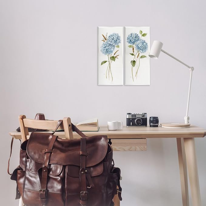 Blue Hydrangea Long Stems, 7 x 17 Inch Mounted Print on Wall Plaque Set | Stupell Industries · By Nan · Ready to hang · Made in USA