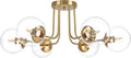 KoKo&Yukina 6-Light Mid Century Ceiling Light Modern Semi Flush Mount Ceiling Light Fixture Globe Ceiling Light with Clear Glass Shade Brushed Brass Finish for Bedroom Hallway Dining Room Living Room