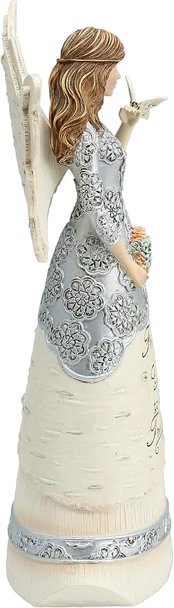 Elements Friend Angel Figurine by Pavilion, 8-Inch, Holding Butterfly, Inscription Friends are Gifts to Always Treasure,White