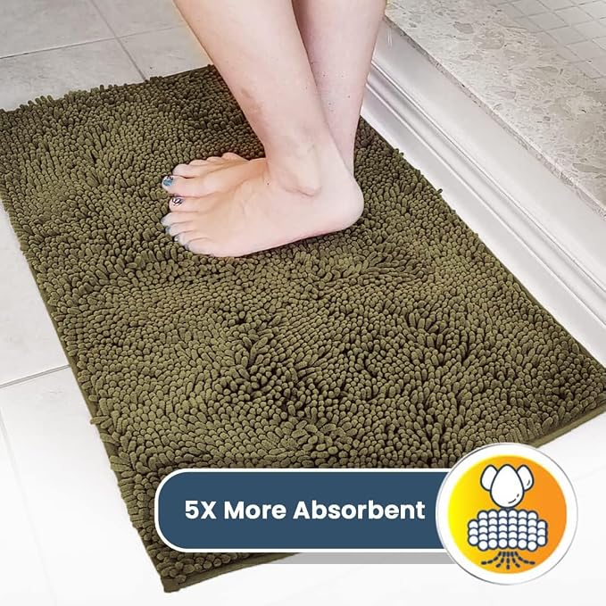 Muddy Mat® | Super Water Absorbent Door Mat Indoor, Microfiber Quick Dry Chenille Entryway Rug, Slip Resistant Front Door Mat, Indoor Mats for Entryway, Machine Washable Pet Rug, Sage 24" x 44"