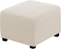 H.VERSAILTEX Ottoman Cover Slipcover Rectangle Fit Length 35"-45" Footrest Sofa Slipcovers Stool Cover Footstool Protector Covers Feature Stretch Thick Soft Jacquard Fabric Washable - Natural