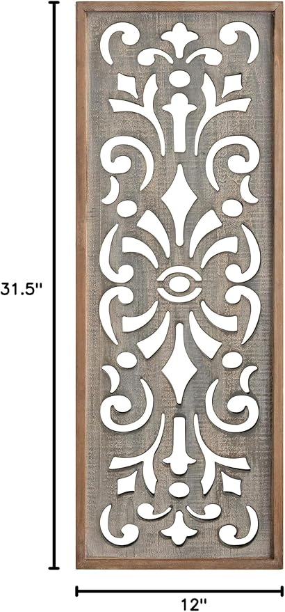 Kate and Laurel Palmares Rustic Decorative Wall Panel, 12 x 31.5, Rustic Gray and Brown, Farmhouse Lattice Panel Decor for Wall