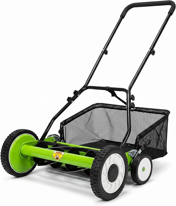 Garvee 4-Wheel Push Lawn Mower Manual Reel Grass Cutter Carbon Steel ABS