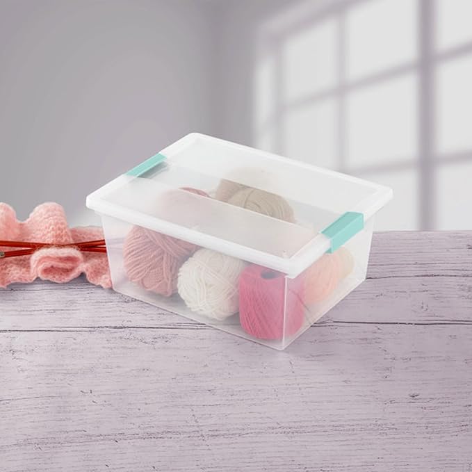 Sterilite Clip Box, Stackable Clear Plastic Bins- Deep, 8-Pack | Storage Containers with Latching Lids for Writing, Arts or Crafts Supplies - Home, Office, Classroom & Workshop Organization