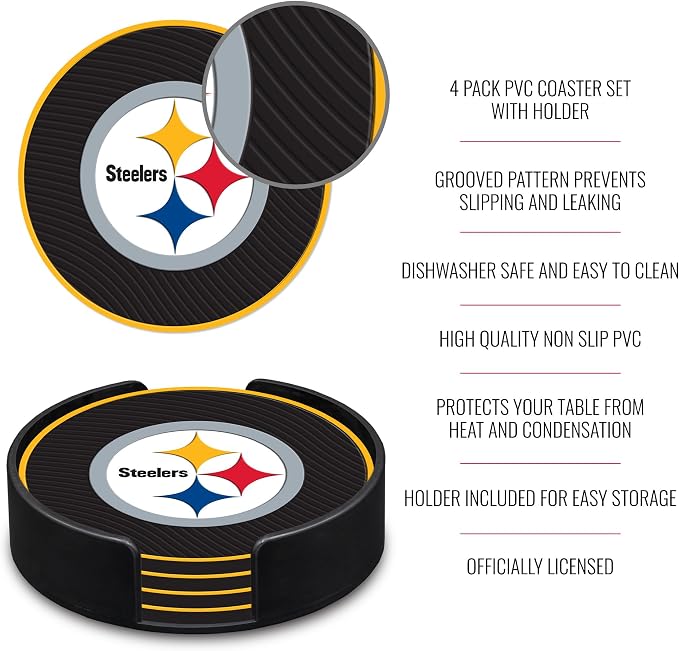 Rico Industries NFL Football Classic Favorites: PVC Coaster Set (4-Pack)