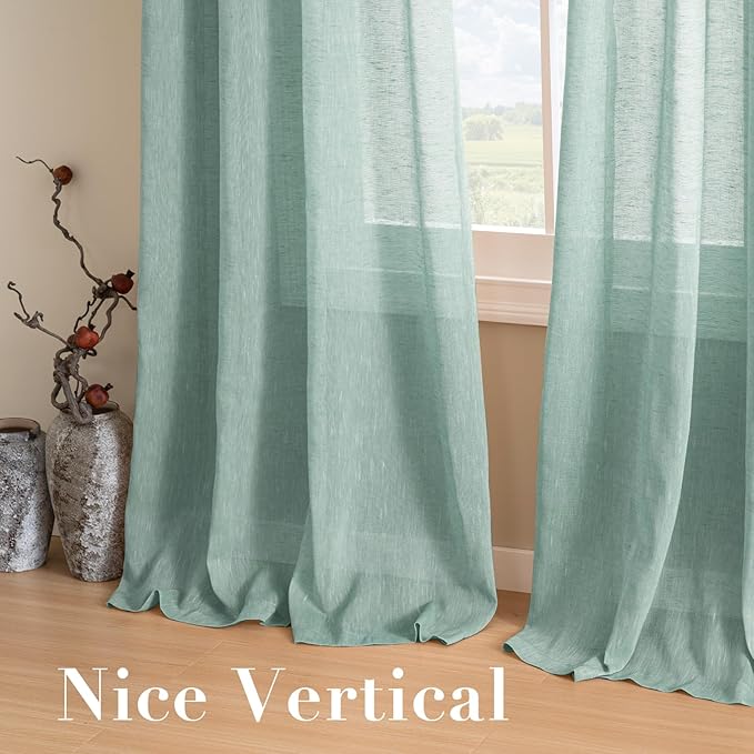 H.VERSAILTEX Linen Curtains Nickel Grommet Natural Linen Semi-Sheer Curtains 2 - Image 7