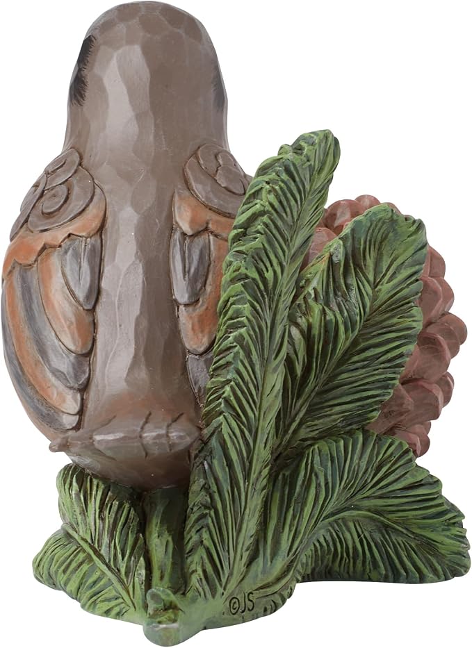 Enesco Jim Shore Heartwood Creek Robin Bird with Pinecone Figurine- Stone Resin Hand Crafted Collectible Mini Figurines Home Decor Statue, 4 Inch