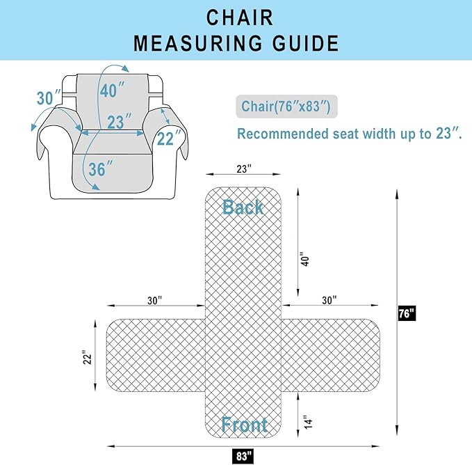 Recliner Chair Covers Reversible Sofa Cover Couch Cover for Pets Lazy Boy Furniture Protector(23''Chair,Light Grey/Beige)