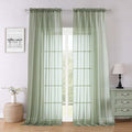 Lecloud Sage Green Sheer Curtains 96 Inches Long 2 Panels, Solid Airy Voile by Lecloud